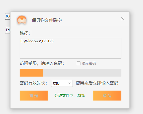 保贝狗文件解密输入密码的界面